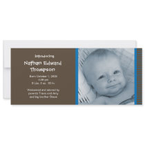 Birth Announcement - Blue and Brown Pinstripes invitations