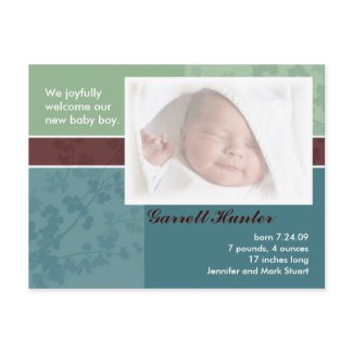 Birth Announcement cards - baby boy postcard