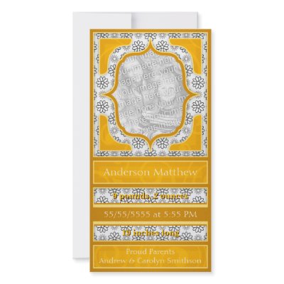 Birth Announcement Elegant Orange White Photo Greeting Card by OrangeBirdDesigns