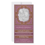 Birth Announcement Elegant Red Mauve Photo Card Template