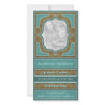 Birth Announcement Elegant Teal Brown Picture Card