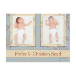 Birth Announcement for Twins - Fennel Blue postcards