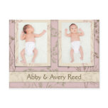 Birth Announcement for Twins - Fennel Pink Postcards