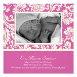 Birth Announcement - magenta floral invitations