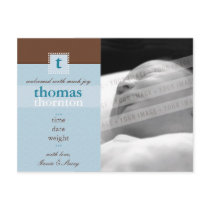 BIRTH ANNOUNCEMENT :: monogram1 - boy postcards