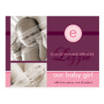 BIRTH ANNOUNCEMENT :: monogram2 - girl Postcards