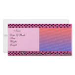 Birth Announcement Pink and Black Polka Dots Phot Picture Card