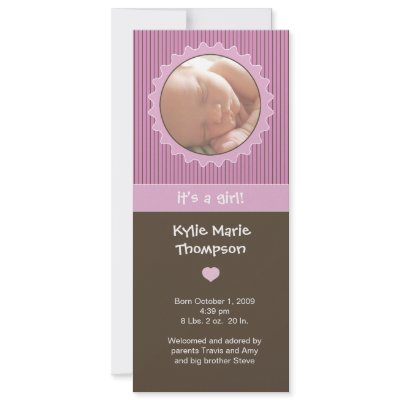 Birth Announcement - Pink & brown pinstripes by cutietoots