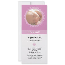 Birth Announcement - Pink & white ruffle frame