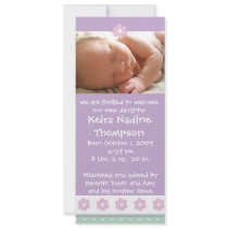Birth Announcement - Purple/Green/Pink Flowers invitations