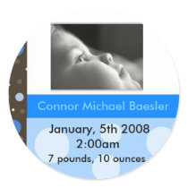 Birth announcement sticker BOY
