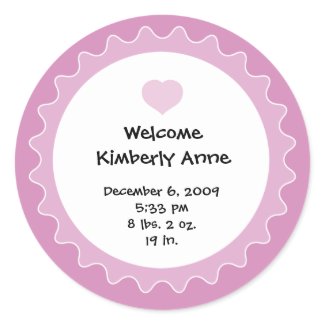 Birth Announcement Sticker for Baby Shower favour sticker