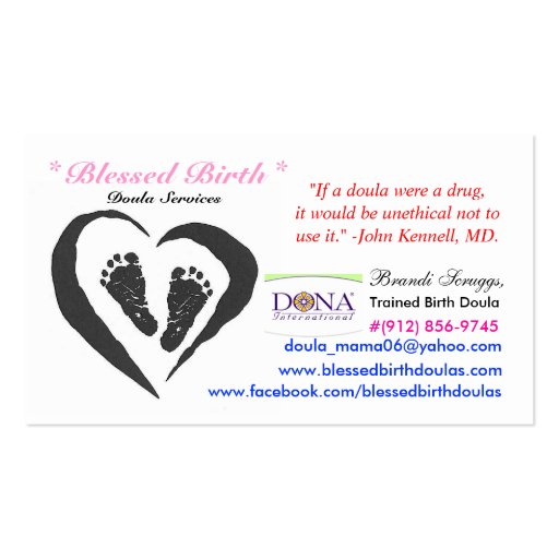 Birth Doula Card Business Card Templates (front side)