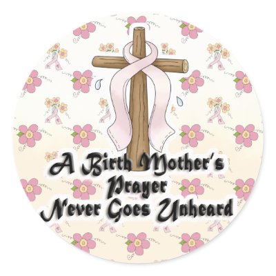 Birth Mothers Prayer Never Unheard Pink RIbbon Stickers by doonidesigns