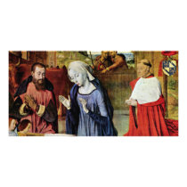 Birth Of Christ And The Cardinal Rolin By Jean Hey Photo Greeting Card