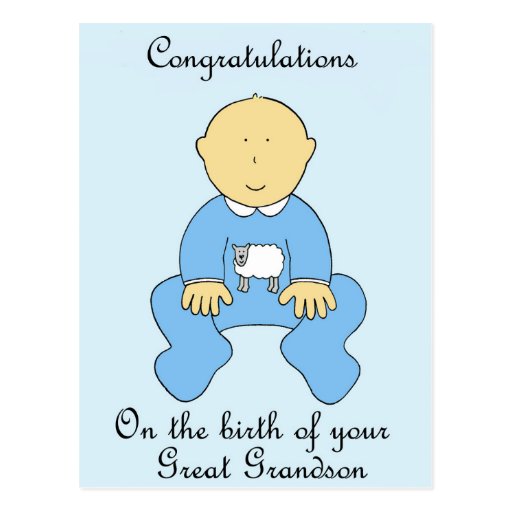 Birth of great grandson, congratulations. postcard Zazzle