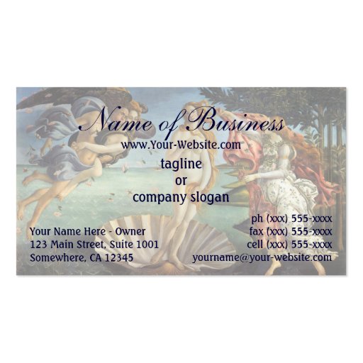 Birth of Venus by Sandro Botticelli Business Card Template (front side)