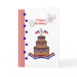 Birthday 4th of July.USA flag, stars,stripes,cake Greeting Cards