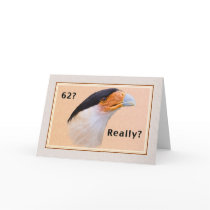 Birthday, 62nd, Crested Caracara Bird Greeting Card