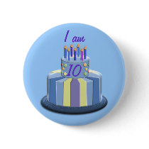 Birthday Age Cake (Blue) buttons