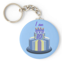 Birthday Age Cake (Blue) keychains