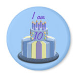 Birthday Age Cake (Blue) Refrigerator Magnets