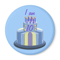 Birthday Age Cake (Blue) magnets