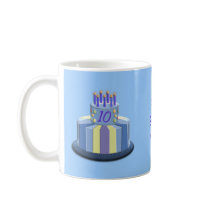 Birthday Age Cake (Blue) mugs