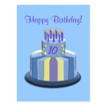 Birthday Age Cake (Blue) postcards