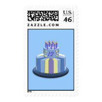 Birthday Age Cake (Blues) stamps