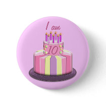 Birthday Age Cake (Pink) buttons