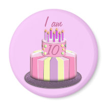 Birthday Age Cake (Pink) magnets