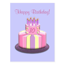 Birthday Age Cake (Pink) postcards