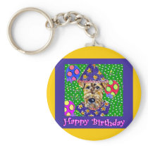 Birthday Airedale Keychains