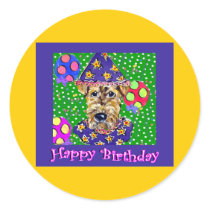Birthday Airedale Round Stickers