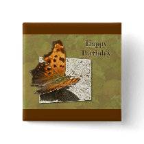 Birthday Angle Wing Comma Butterfly Pinback Buttons
