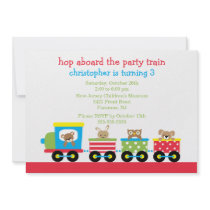 Birthday Animal Train Birthday Invitation