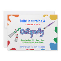 Birthday Art Party Personalized Announcements