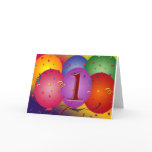 Birthday balloons for 1st birthday greeting card