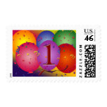Birthday balloons for 1st birthday postage stamps