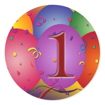 Birthday balloons for 1st birthday round sticker by perfectpostage