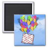 Birthday Balloons In the Sky Photo Frame 2 Inch Square Magnet
