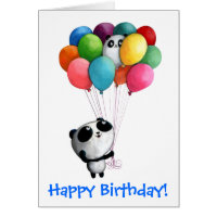 Birthday Balloons Panda Bear Greeting Card