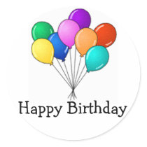 Birthday Balloons Round Stickers