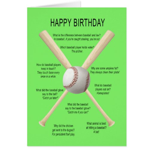 Birthday baseball jokes card Zazzle