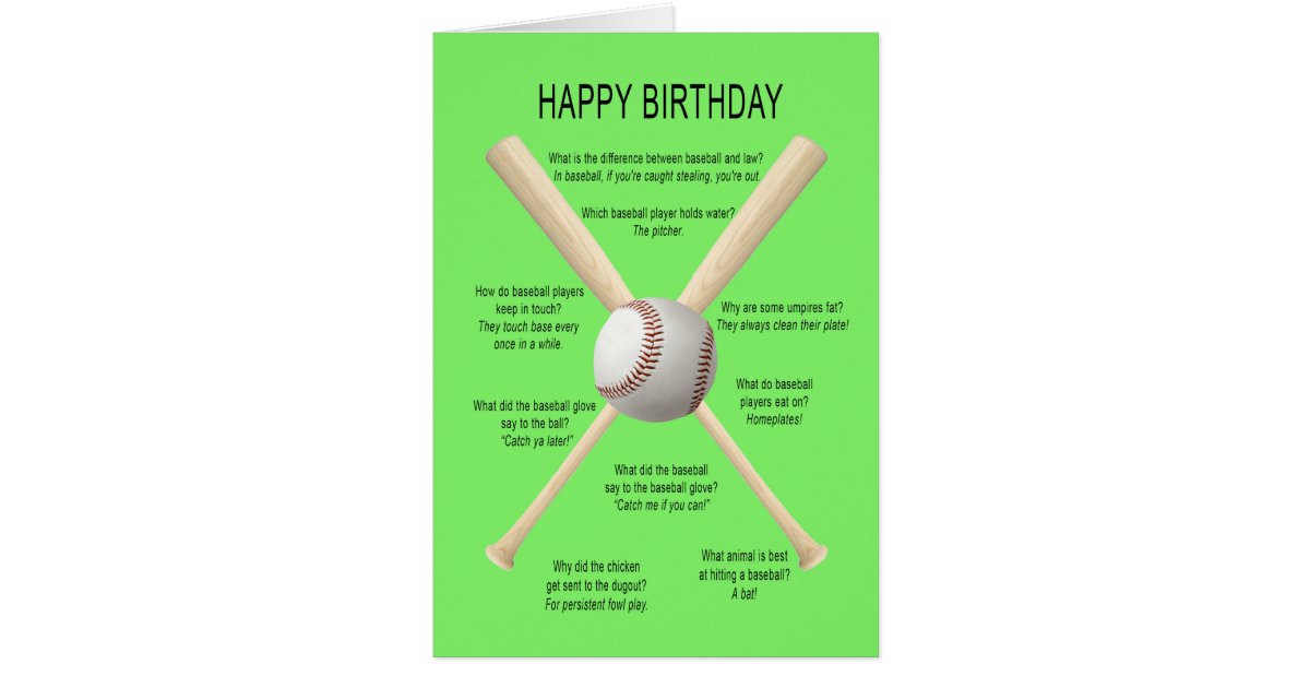 Birthday baseball jokes card Zazzle