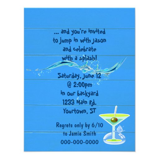 Birthday Bash Pool Party Custom Announcement