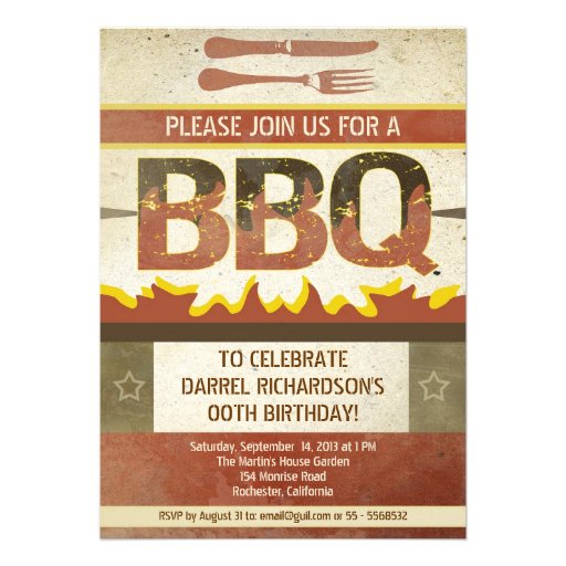 Birthday bbq vintage design invitations