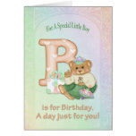 Birthday Bear Boy - Customize Greeting Card