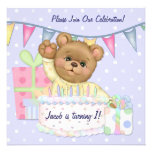 Birthday Bear Boy - First Birthday Custom Invite